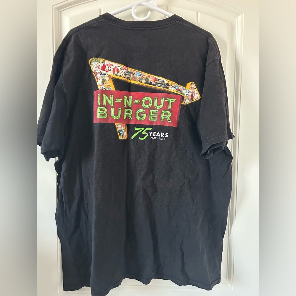 In-N-Out Burger 75 Yrs Celebration Limited Edition Black T-Shirt XXL MADE IN USA
